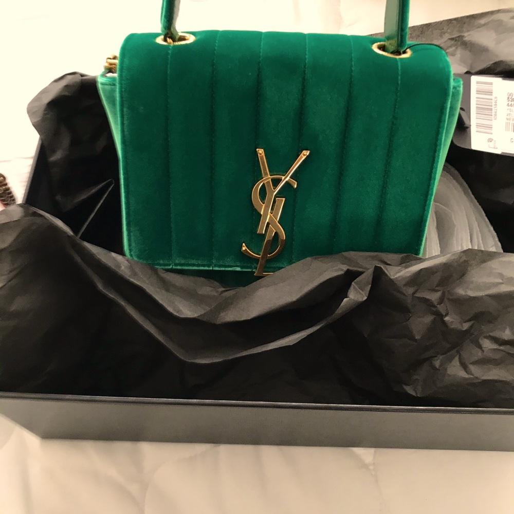 Brand New YSL Vicky Small in Velvet Green